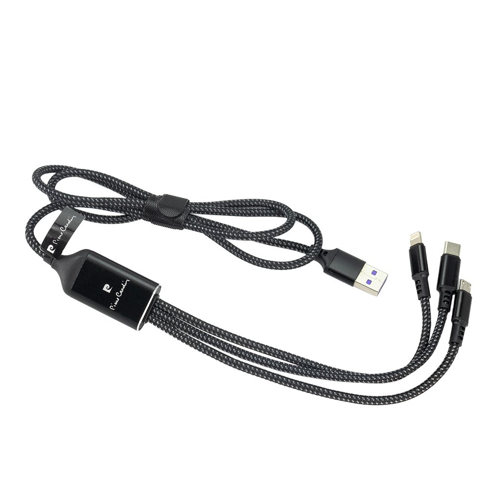 Kabel ładujący 3w1 Pierre Cardin z podświetlanym logo - Inne drobiazgi z nadrukiem logo | VEBI - zdjęcie 2