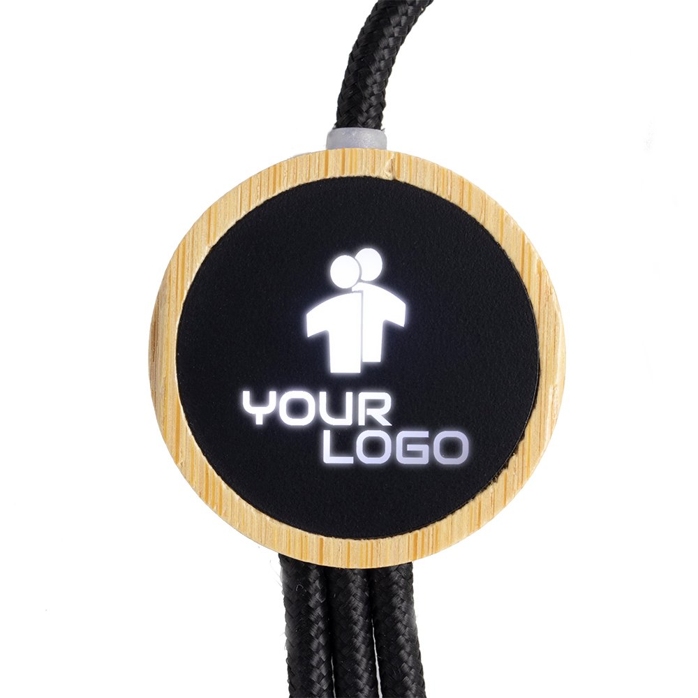 Kabel 3w1 z podświetlanym logo 120cm - micro USB, Lightning, USB-C - Kable z nadrukiem logo | VEBI - zdjęcie 2
