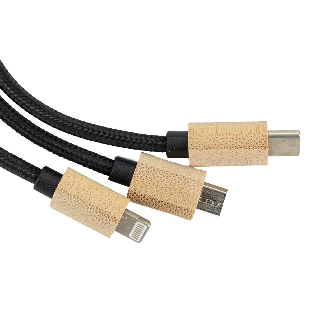Kabel 3w1 z podświetlanym logo 120cm - micro USB, Lightning, USB-C - Kable z nadrukiem logo | VEBI - zdjęcie 4