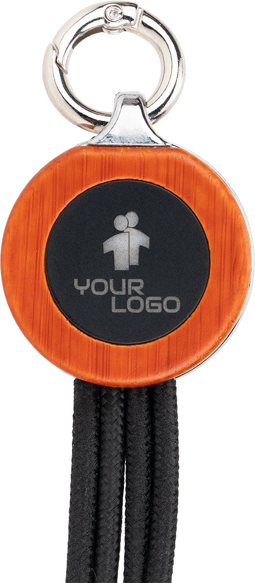 Kabel ładujący 4w1 z podświetlanym logo w drewnie - Kable z nadrukiem logo | VEBI - zdjęcie 2