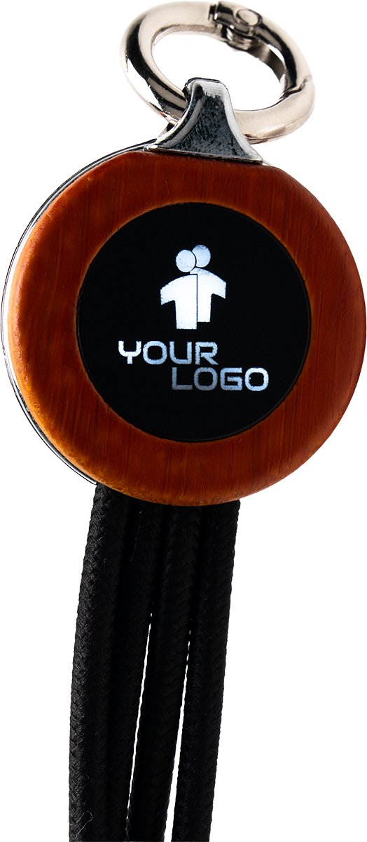 Kabel ładujący 4w1 z podświetlanym logo w drewnie - Kable z nadrukiem logo | VEBI - zdjęcie 3