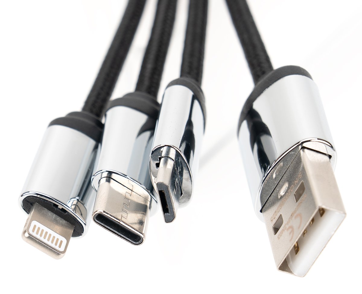 Kabel ładujący 4w1 z podświetlanym logo w drewnie - Kable z nadrukiem logo | VEBI - zdjęcie 4