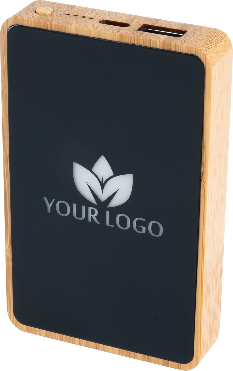 Bambusowy Power Bank 5000 mAh z podświetlanym logo - Akcesoria podróżne z nadrukiem logo | VEBI