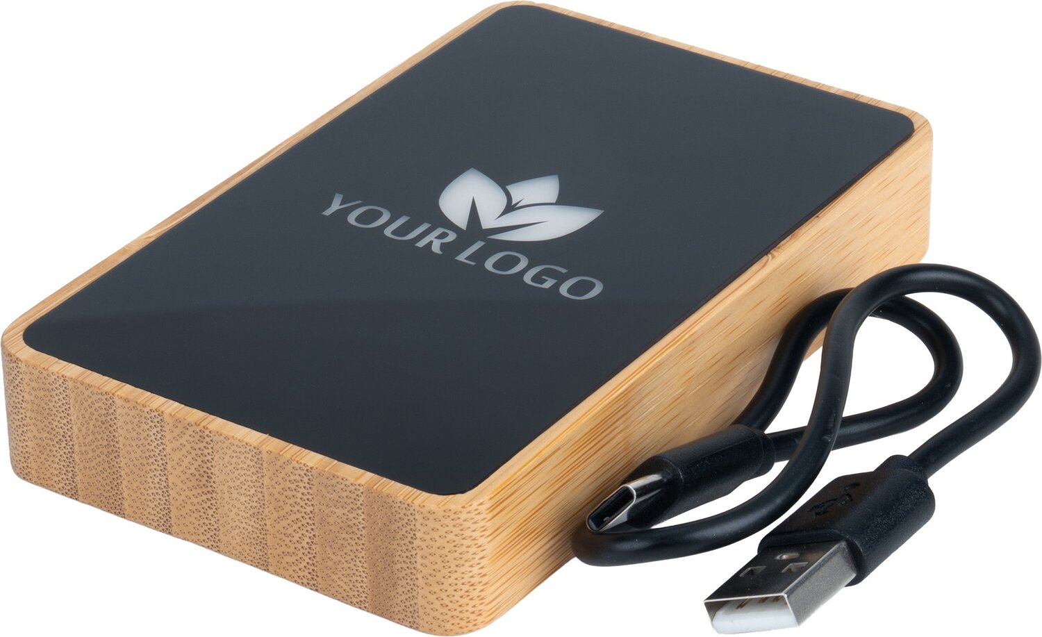 Bambusowy Power Bank 5000 mAh z podświetlanym logo - Akcesoria podróżne z nadrukiem logo | VEBI - zdjęcie 3