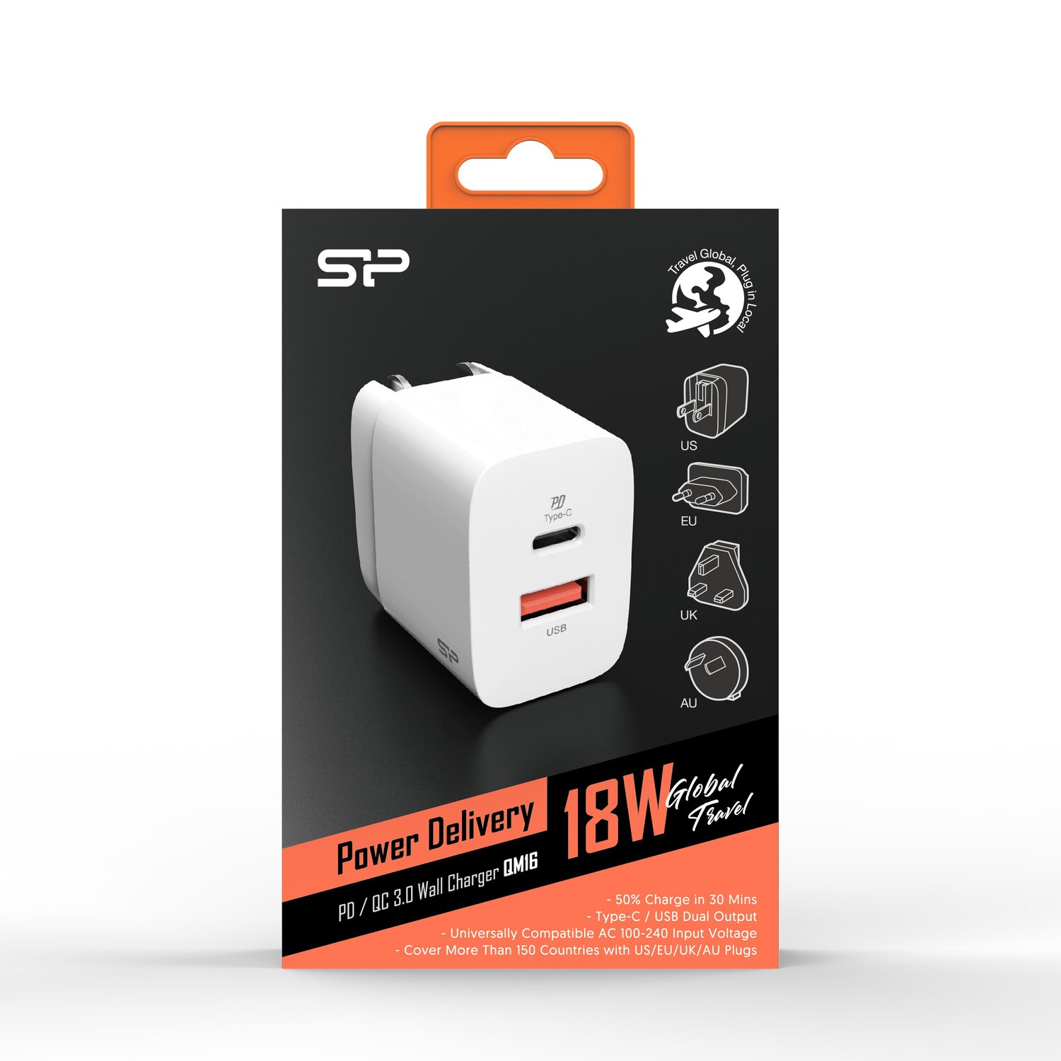 Ładowarka sieciowa Silicon Power QM16 - szybkie ładowanie 18W - Pamięci USB z nadrukiem logo | VEBI - zdjęcie 6