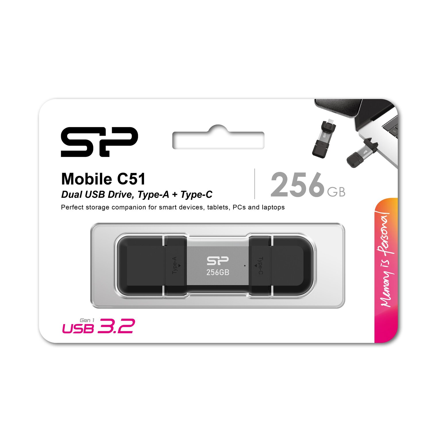 Pendrive Mobile C51, 256GB 3.2 Silicon Power - Pamięci USB z nadrukiem logo | VEBI - zdjęcie 4
