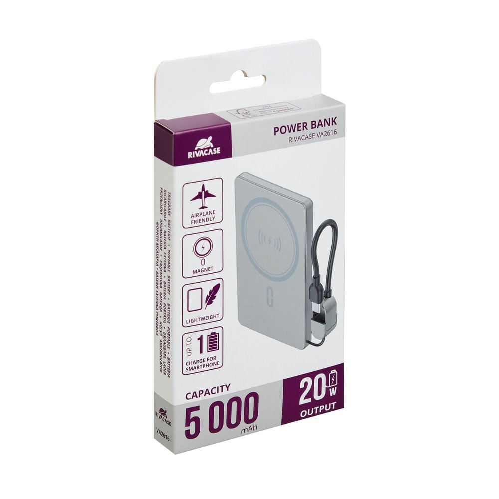 Magnetyczny Power Bank MagSafe 15W – 5000 mAh RIVACASE - Power banki z nadrukiem logo | VEBI - zdjęcie 12