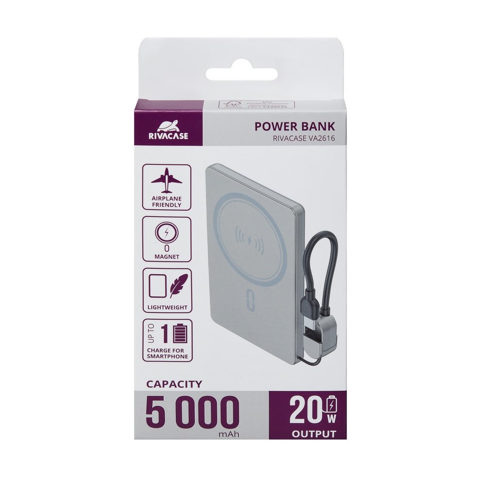 Magnetyczny Power Bank MagSafe 15W – 5000 mAh RIVACASE - Power banki z nadrukiem logo | VEBI - zdjęcie 13