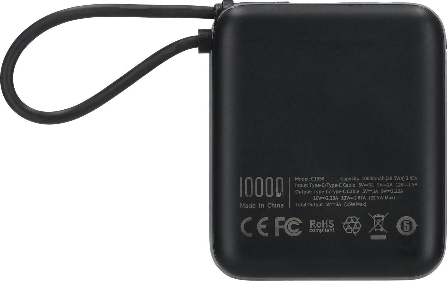 Power Bank 10000 mAh 22,5 W z wbudowanym kablem Type-C - Power banki z nadrukiem logo | VEBI - zdjęcie 8