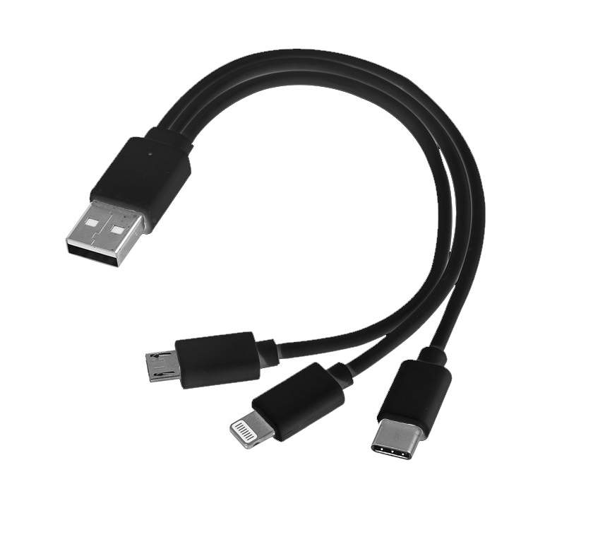 Uniwersalny kabel USB 3w1 - micro USB, USB-C i Lightning - Kable z nadrukiem logo | VEBI - zdjęcie 2