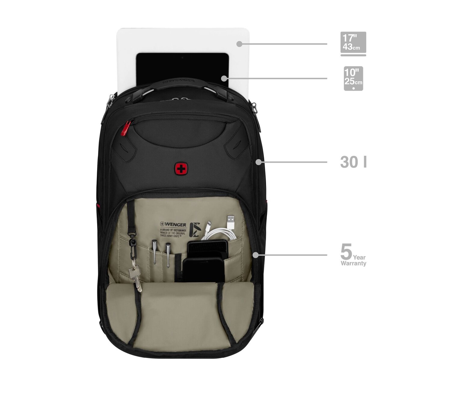 Plecak biznesowy Wenger Cosmic 17\" z technologią Triple Protect - Plecaki z nadrukiem logo | VEBI - zdjęcie 10