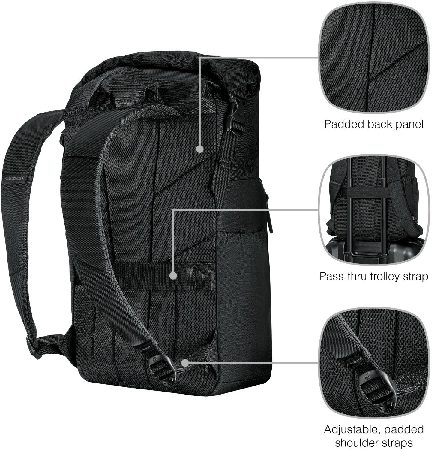 Plecak na laptopa Roll-Top 16" Wenger 25 l - Plecaki z nadrukiem logo | VEBI - zdjęcie 8