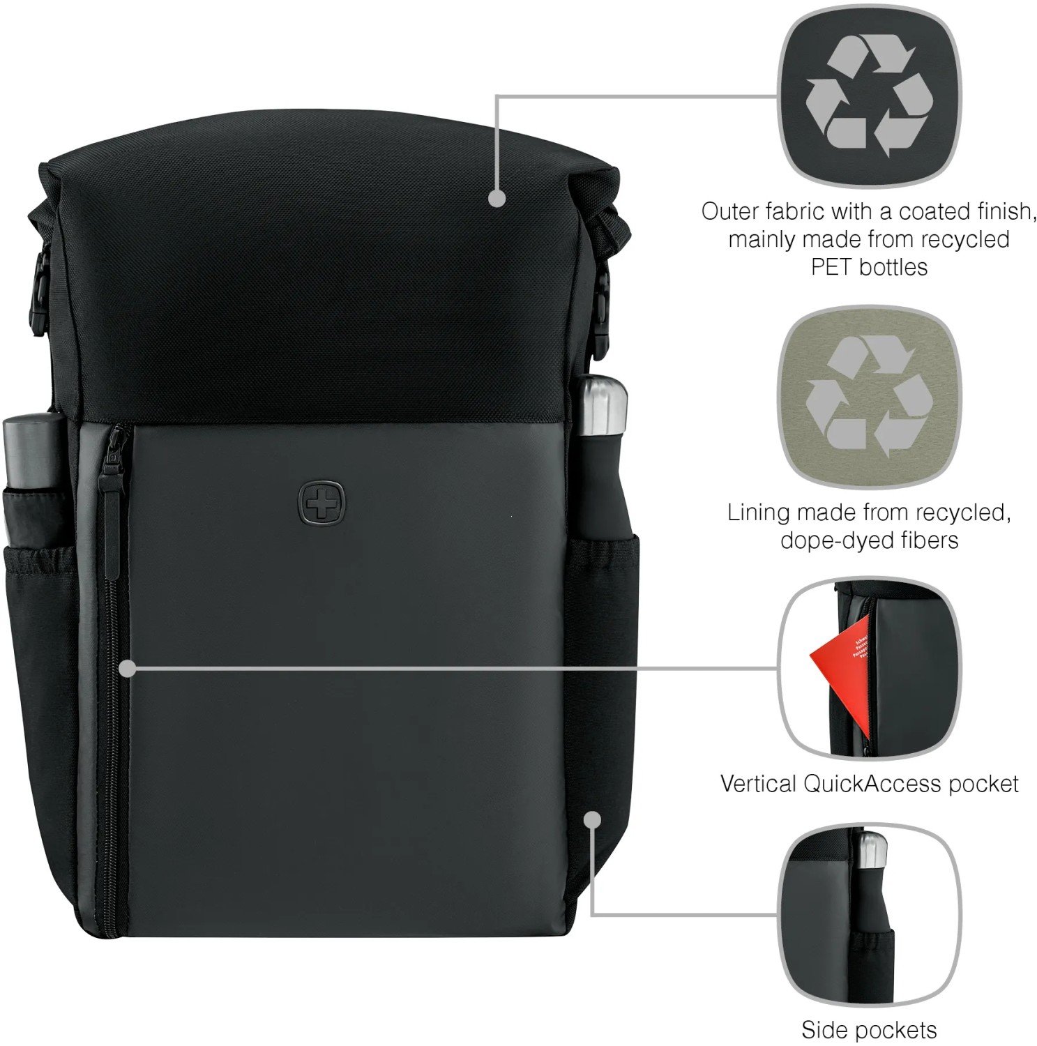 Plecak na laptopa Roll-Top 16" Wenger 25 l - Plecaki z nadrukiem logo | VEBI - zdjęcie 9